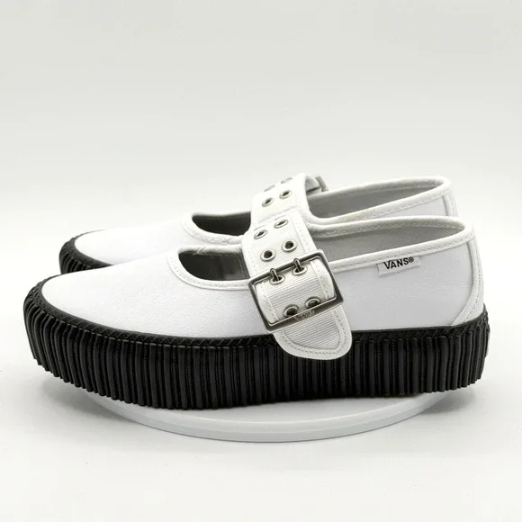 Vans Mary Jane Creeper Shoe Size 5.5 Womens Grunge White NEW - Picture 3 of 10